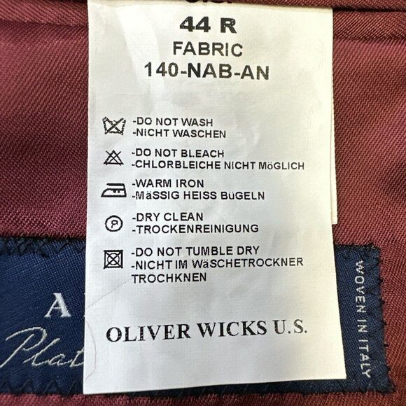 Oliver Wicks Wool Blazer in Navy Blue Tailored in Europe Platinum 140s Size 44R - Picture 11 of 15